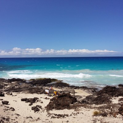 a sandy beach next to the ocean