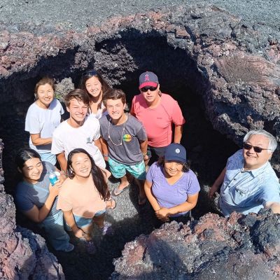 Namgyal Lhamo et al. standing in a rocky area